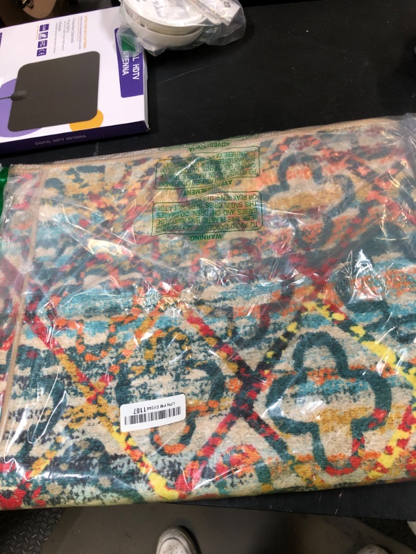 Photo 1 of RUGSURE Washable Area Rugs, 3' x 5 ' - 1/6 Thick - Stain & Water Resistant Non-Slip - Perfect Resistant Rug for Living Room, Bedroom, Nursery, Pet & Child Friendly, Vibrant Colors Rugs, Multicolor