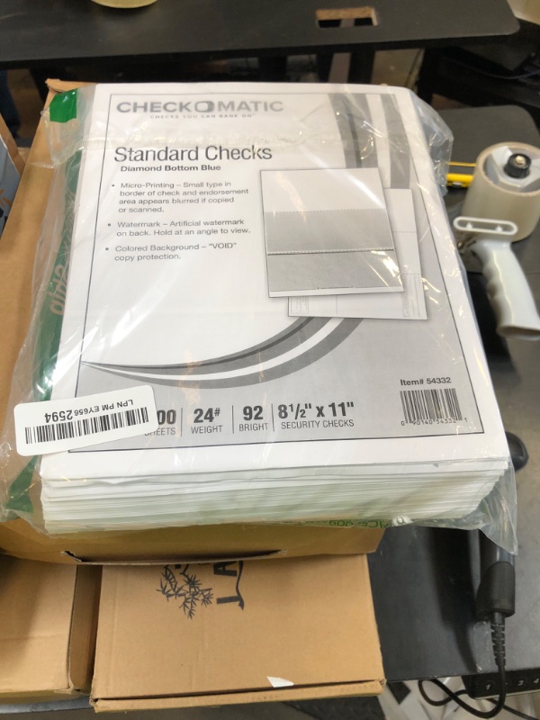 Photo 1 of 500 Blank Check Stock - Computer Laser Checks - Check on Bottom - Blue Diamond