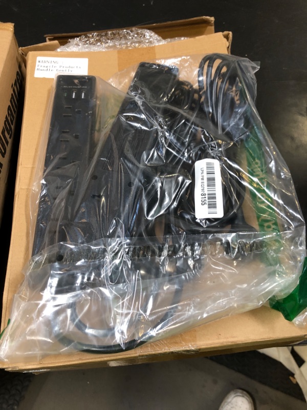 Photo 1 of 10FT Long Surge Protector Power Strip-with 5 Widely Outlets and 3 USB Ports(1 USB C Port),10 Foot Extension Cord(1250W/10A),Wall Mount for Home Office,700 J,Black(2 Pack)