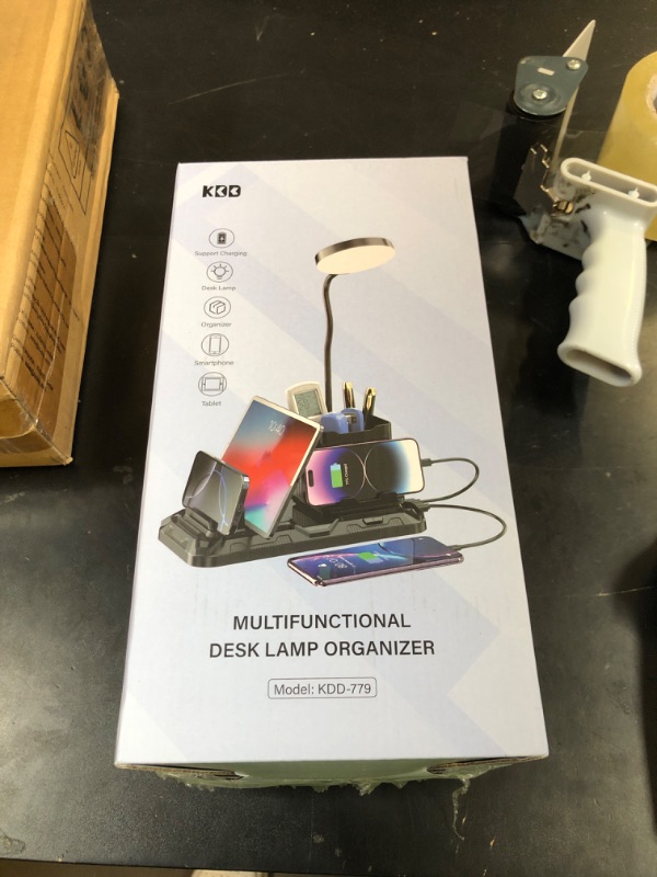 Photo 1 of KDD Desk Lamp with USB A&C Charger Ports - Reading Desktop Light with Pen & Phone Holder - Adjustable Brightness Lights with Device Slots - 360°Gooseneck Table Lamp for Home Office College Dorm Room