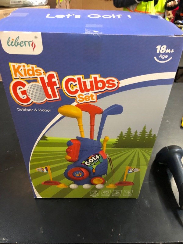 Photo 1 of Liberry Toddler Golf Set with Putting Mat for 2 3 4 5 Years Old Boys Girls, Upgraded Kids Golf Cart with Unique Shoulder Strap Design, Indoor and Outdoor Golf Toys