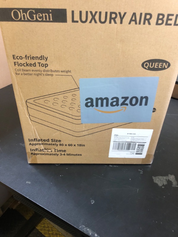 Photo 1 of OhGeni Air Mattress Queen with Built in Pump, Inflatable Blow Up Mattress 18 Raised Comfort,Upgraded Surface Portable Mattress, Air Bed for Camping, Home and Guest, Colchone Inflable, 650 lbs Max