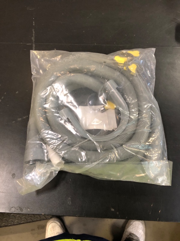 Photo 1 of JUWO 10 Ft Universal Washing Machine Drain Hose Extension - Grey Flexible Discharge Hose Extension Kit for Dishwasher, Washer,with 1 Adapter, 4 Clamps, 1 U-Bend Hose Holder