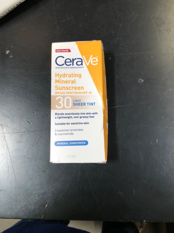 Photo 1 of CeraVe Hydrating Mineral Sunscreen SPF 30 with Sheer Tint, Tinted Mineral Sunscreen with Zinc Oxide & Titanium Dioxide, Blends Seamlessly For Healthy Glow, Light, 1.7 Oz