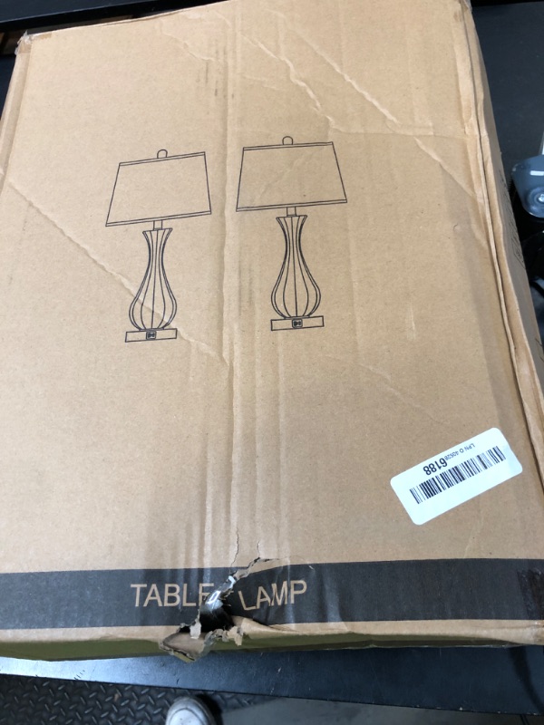 Photo 1 of 27.5" Coastal Glass Table Lamp Set of 2, 3-Way Dimmable Full Touch Control Beach Lamp with USB A+C Port, Blue Glass Nautical Bedside Lamp with White Shade for Living Room Bedroom(LED Bulbs Included)
