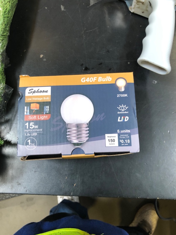 Photo 1 of Sphoon G40 Low Watt LED Light Bulbs 1.5W Soft Warm White 2700K G14 Energy Saving Bulb 15 Watt Equivalent Lights Bulb Standard Base E26, Night Light for Bathroom, Bedroom, 150 Lumen, 90+ Ra, Pack of 6