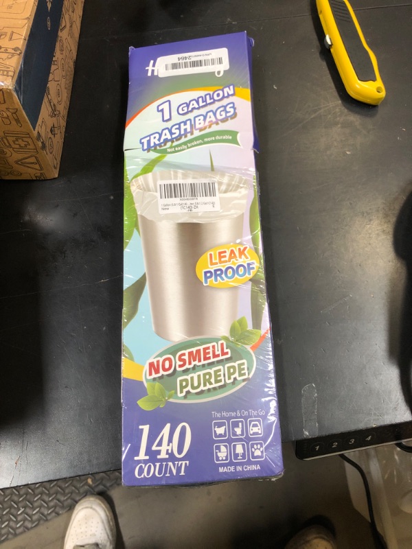 Photo 1 of 1 Gallon 140 pcs (0.8-1 Gal) Small Clear Trash Bags, Strong 0.8 Gallon 1 Gallon 1.2 Gallon Garbage Bags, Bathroom Trash Can Bin Liners,Mini Bags Waste Basket Liner,Fit 3,4.5 Liter, 0.8-1.2 Gal?1C140)