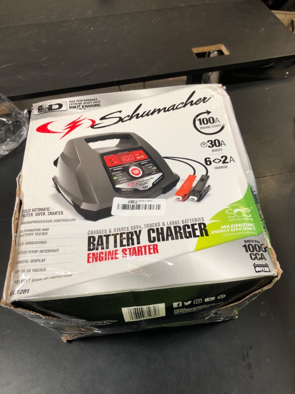 Photo 1 of Schumacher Electric 6A Car Battery Charger and 100A Engine Starter, 5-in-1 Solution, Maintainer, 30A Boost, for 6V/12V Power Sport, Automotive, and Marine Batteries, SC1281
