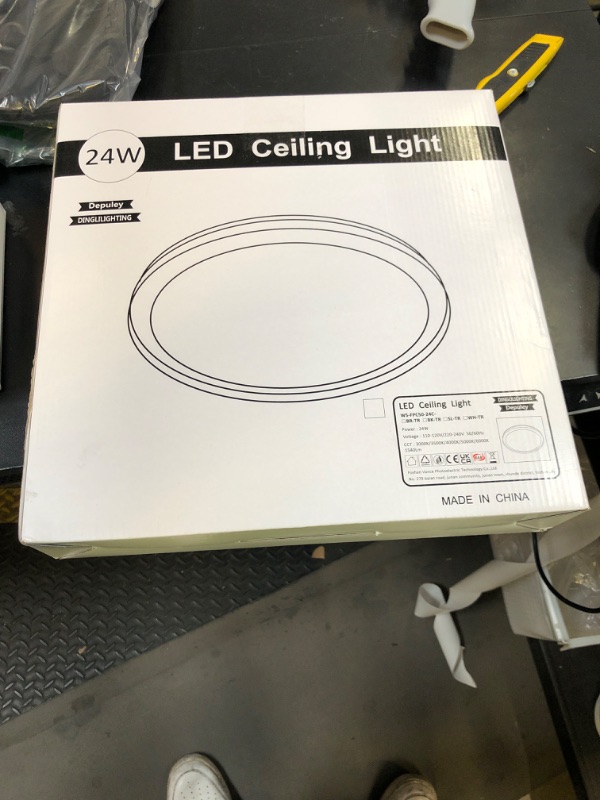 Photo 1 of DLLT 24W Modern Dimmable Led Flush Mount Ceiling Light Fixture, 13 Inch Black Round Close to Ceiling Lights for Bedroom, Kitchen, Dining Room, Living Room 3000K-6000K 5 Light Color Adjustable