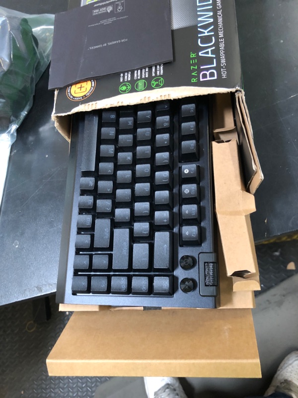 Photo 1 of Razer BlackWidow V4 75% Mechanical Gaming Keyboard: Hot Swappable Design - Compact & Durable - Orange Tactile Switches - Chroma RGB - Roller & Media Keys - Wrist Rest Snap Tap - Black