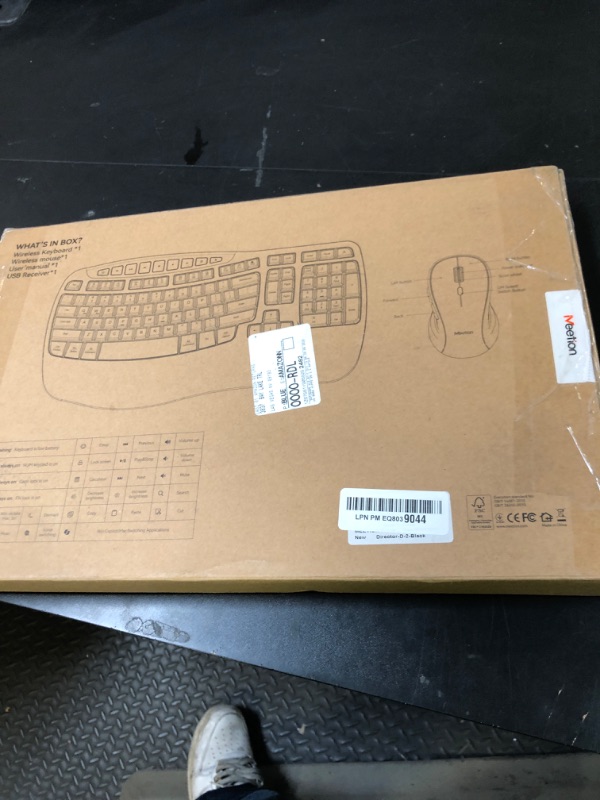 Photo 1 of MEETION Ergonomic Keyboard and Mouse Wireless Combo, Wave Keys Natural Typing, 2.4G USB Receiver Wireless Keyboard with Wrist Rest, 4 Adjustable DPI Optical Mouse, Computer/Laptop/Windows/Mac, Black