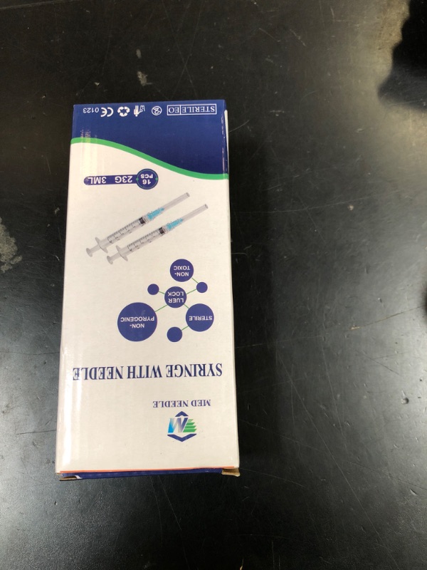 Photo 1 of MED NEEDLE 23 Gauge 1 Inch Needle with Syringe, 3ml Luer Lock Syringes with Needle, Sterilized Individually Packaged (16 Pack)