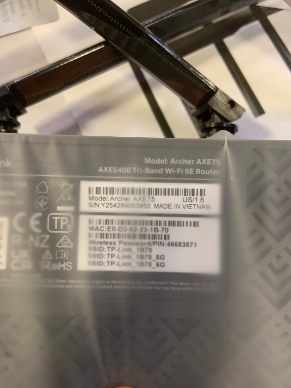 Photo 1 of TP-Link AXE5400 Tri-Band WiFi 6E Router (Archer AXE75), 2025 PCMag Editors' Choice, Gigabit Internet for Gaming & Streaming, New 6GHz Band, 160MHz, OneMesh, Quad-Core CPU, VPN & WPA3 Security