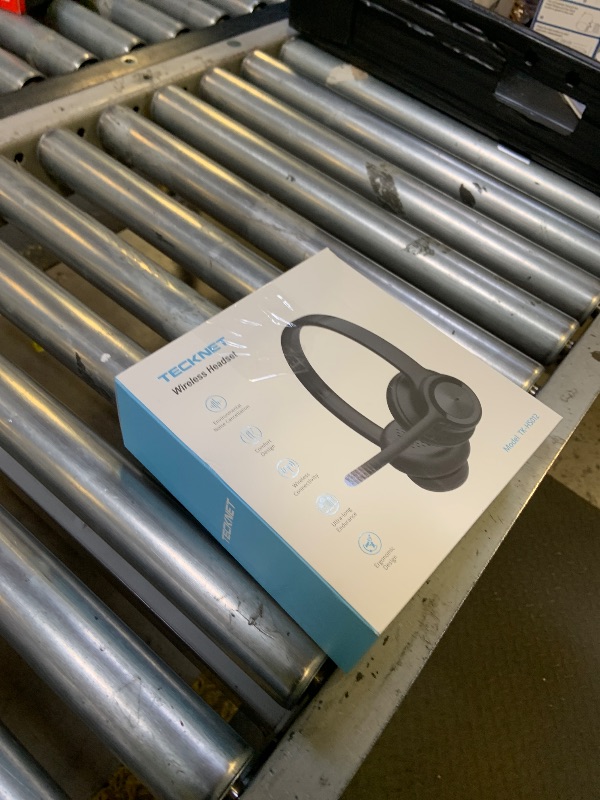 Photo 1 of TECKNET Wireless Headset, Bluetooth Headset with AI Noise Cancelling Microphone - Rechargeable Bluetooth V5.2 Headphones, 50H Playtime & Mic Mute, On Ear Headphones for Trucker/Remote Work/Call Center