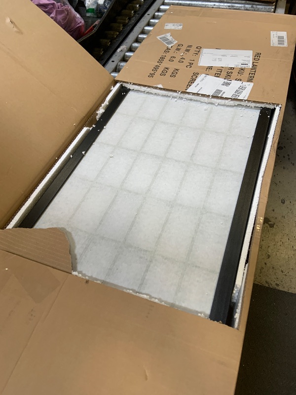 Photo 1 of Red Lantern 6 ft. Tall Window Pane Shoji Screen-Black-3 Panels Room Divider
