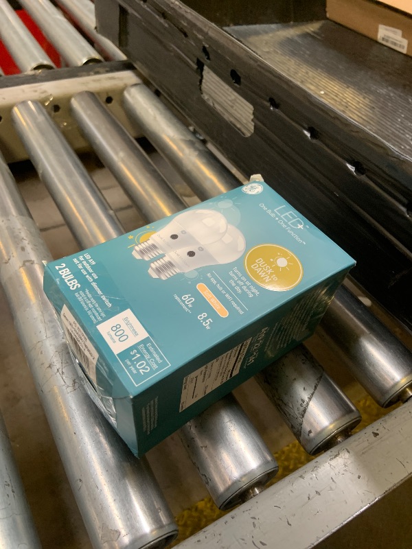 Photo 1 of GE LED+ A19 Dusk to Dawn LED Light Bulbs, Automatic On/Off Outdoor Security Light, Soft White (2 Pack)