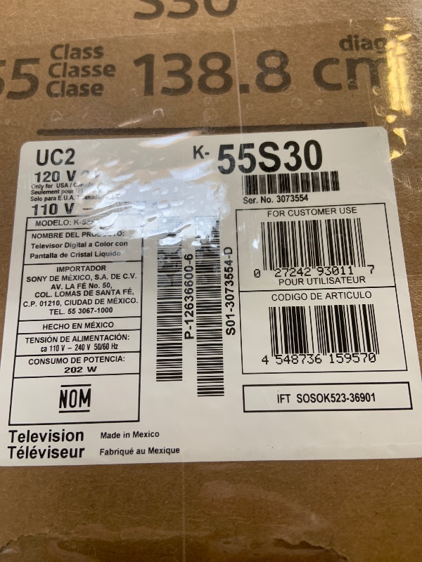 Photo 1 of Sony 55-Inch 4K Ultra HD BRAVIA 3 LED Smart TV with Google TV, LED Flat Screen, Dolby Vision HDR, Google TV, Exclusive PS5 Features, (K-55S30)