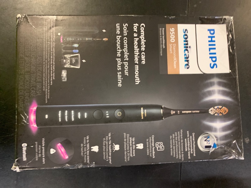 Photo 1 of Philips Sonicare DiamondClean Smart 9500 Electric Toothbrush, Sonic Toothbrush with App, Pressure Sensor, Brush Head Detection, 5 Brushing Modes and 3 Intensity Levels, Black, Model HX9923/11