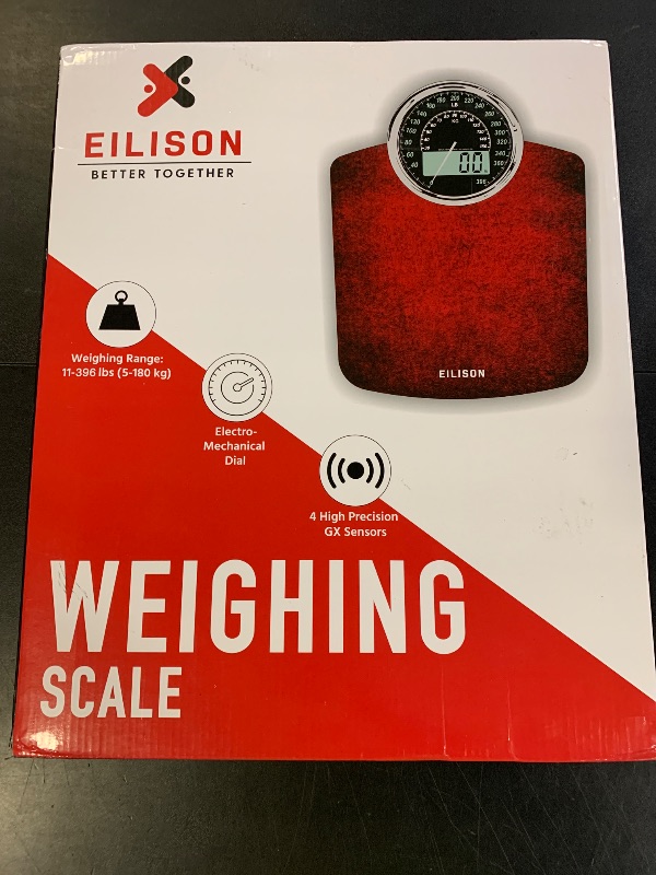 Photo 1 of EILISON Highly Advance 2-in-1 Digital & Analog Weighing Scale for Body Weight-400lbs, 4 High Precison GX Sensor Accurate, Thick Tempered Glass, Extra Large Display (Black)