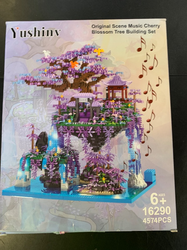 Photo 1 of Yushinv Cherry Blossom Tree Building Set with Box 4574Pcs, Original Scene Music Japanese Sakura Tree House(Type :Symphony), Cherry Bonsai Tree Lights Building Kit, Cherry Blossom Building Set.