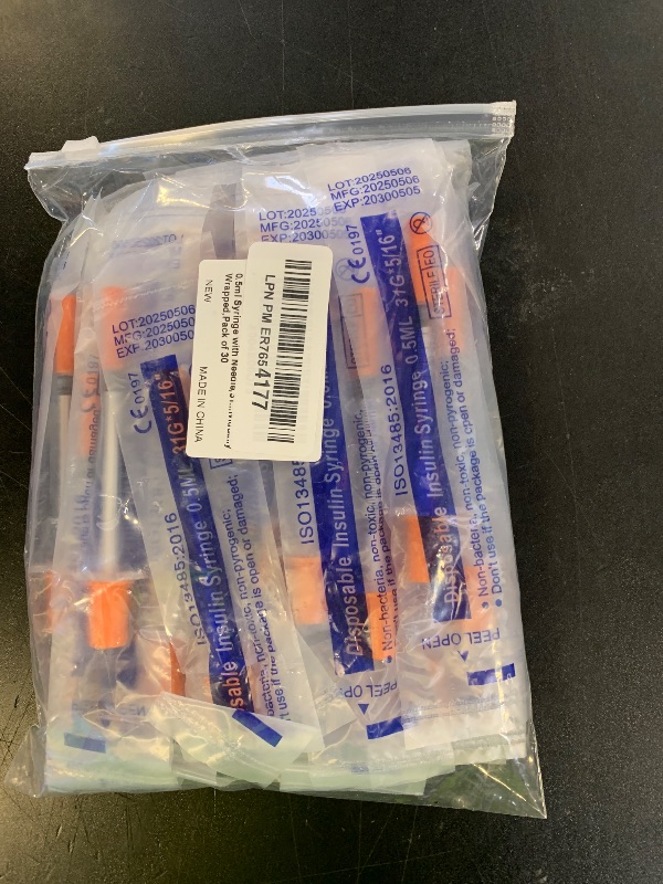 Photo 1 of 0.5ml Syringe with Needle,31G 0.5cc 5/16 Inch 8mm Needle and Syringe,Individually Wrapped,Pack of 30