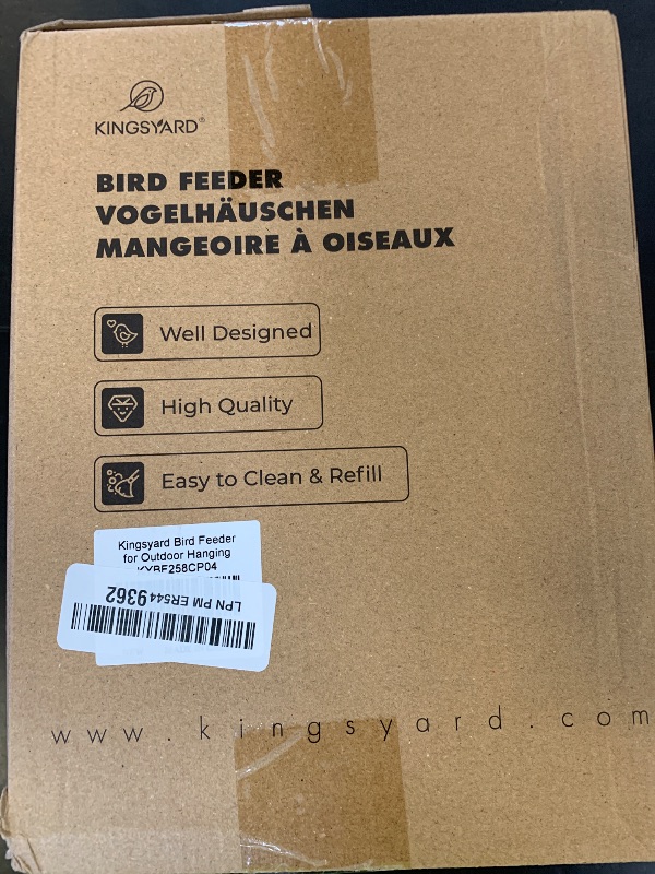 Photo 1 of Kingsyard Metal Bird Feeders for Outdoors Hanging, Wild Bird Feeder with Seed Tray and Weatherproof Roof, 3 lbs Seed Capacity, Black