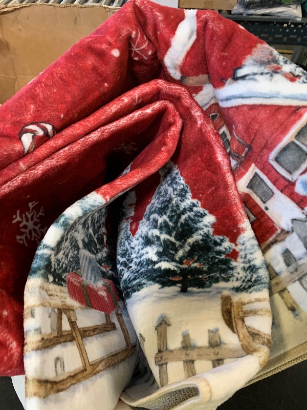 Photo 1 of Artoid Mode Red Snowman House Pine Tree Christmas Area Rug, Xmas Winter Home Decor Low-Profile Washable Area Rugs for Entryway Bedroom Living Room Laundry Room Indoor 5x7 Feet