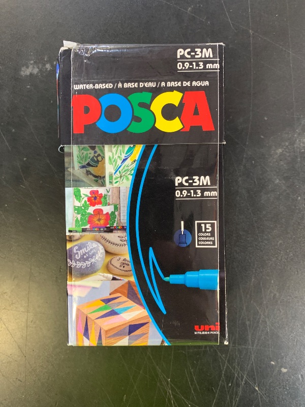 Photo 1 of Posca Paint Markers, 3M Fine Point Posca Markers with Reversible Tips, For Fabric, Metal, Glass, Rocks, Wood and Canvas, Set of 15
