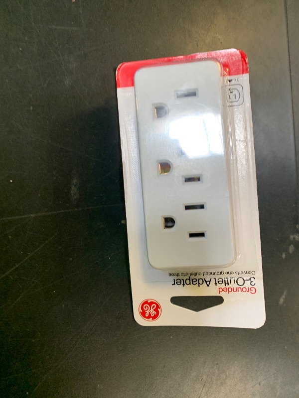 Photo 1 of GE 3-Outlet Extender Wall Tap, Grounded Adapter Plug, Indoor Rated, 3-Prong, Perfect for Travel, UL Listed, White, 52203