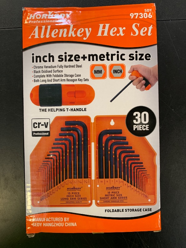 Photo 1 of HORUSDY 32-Piece Hex Key Set with Another Torque Handle, Allen Wrench Set Inch/Metric MM(0.7mm-10mm) SAE(0.028"-3/8)