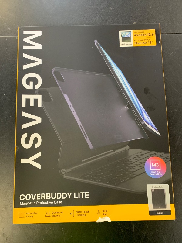 Photo 1 of MAGEASY CoverBuddy Lite for M3/M2 iPad Air 13" (2024-2025) - iPad Air Case Compatible with Magic Keyboard - Black (1.2)
