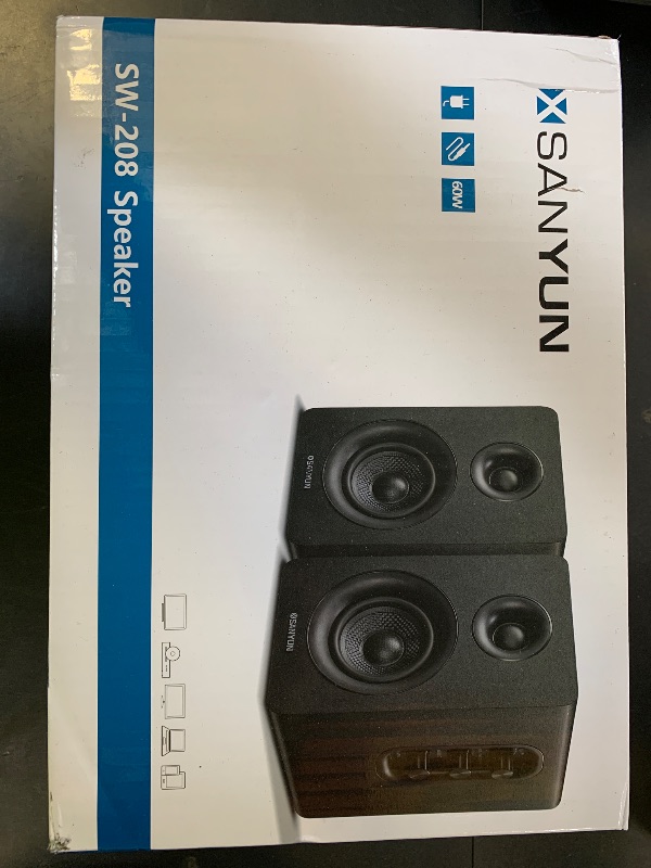 Photo 1 of Sanyun SW208 3" Active Bluetooth 5.0 Bookshelf Speakers – 60W Carbon Fiber Speaker Unit - Built-in 24bit DAC - Dynamic 3D Surround Sound – 2.0 Computer PC Monitor Gaming Speakers (Pair, Black)