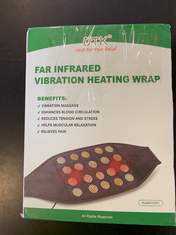 Photo 1 of UTK Vibrating Far Infrared Heating Pad for Back Pain Relief, Hot to 159?, Lower Back Massager Gift for Women Men, FSA-HSA Eligible, 3 Vibration, 16 Timers Auto-Off, 20 Jades, 35-55" Adjustable Size