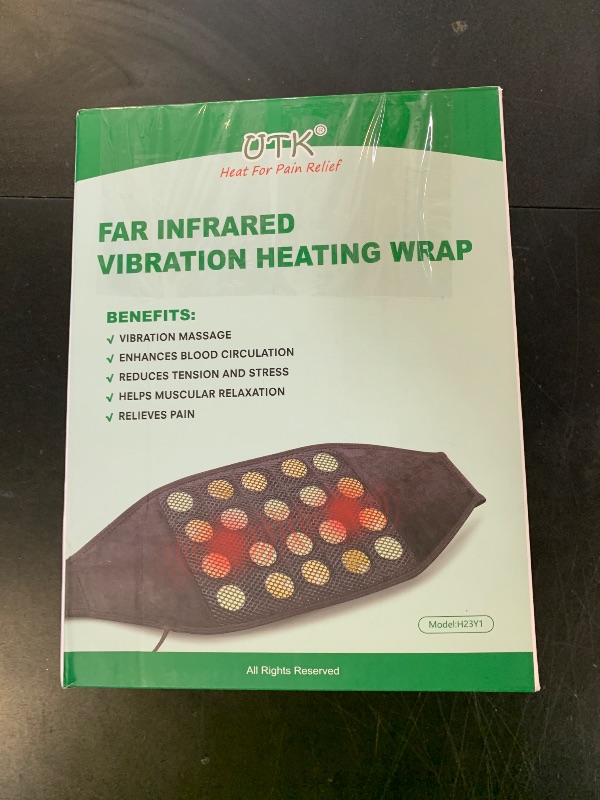 Photo 1 of UTK Vibrating Far Infrared Heating Pad for Back Pain Relief, Hot to 159?, Lower Back Massager Gift for Women Men, FSA-HSA Eligible, 3 Vibration, 16 Timers Auto-Off, 20 Jades, 35-55" Adjustable Size