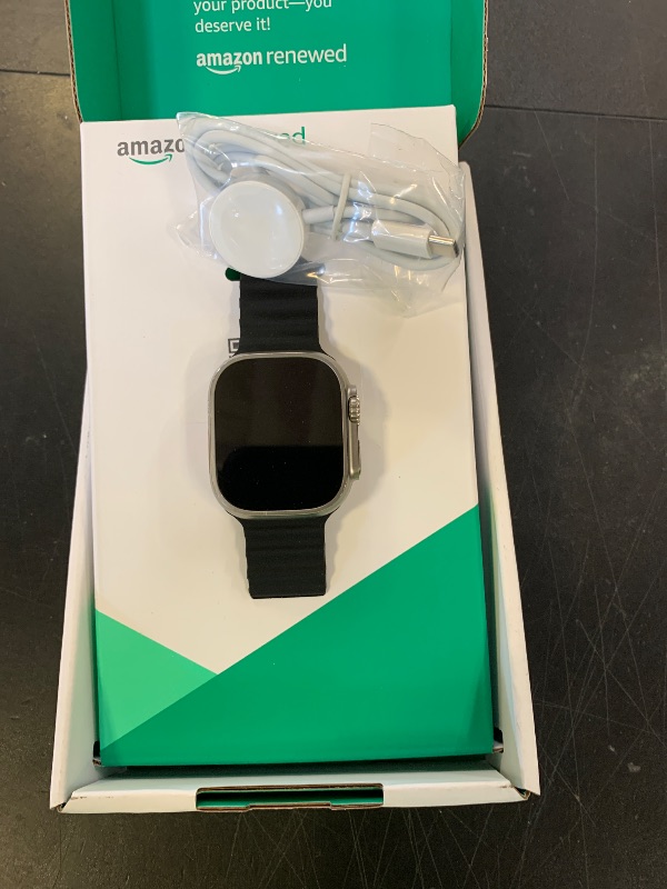 Photo 1 of Apple Watch Ultra [GPS + Cellular 49mm] Titanium Case with Midnight Ocean Band, One Size (Renewed Premium)
