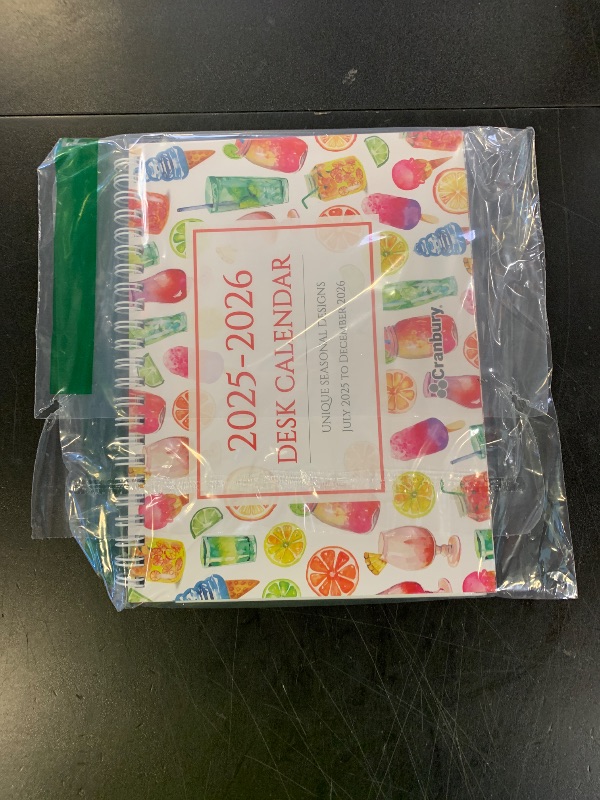 Photo 1 of CRANBURY Small Desk Calendar 2025-2026, Standing Flip 8x6", (Seasons) Use Now to Dec 2026, Compact Stand-Up Desktop Calendar with Large Squares, Notes Section, Includes 234 Stickers
