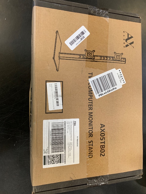Photo 1 of AX WABER Dual Monitor Stand Vertical Stack Screen Free-Standing Desk Mount Arm Riser Fits Two 13 to 34 Inch Computer Monitors with Swivel,Tilt, Height Adjustable,VESA Stand 100x100mm, 75x75mm AX05TB02