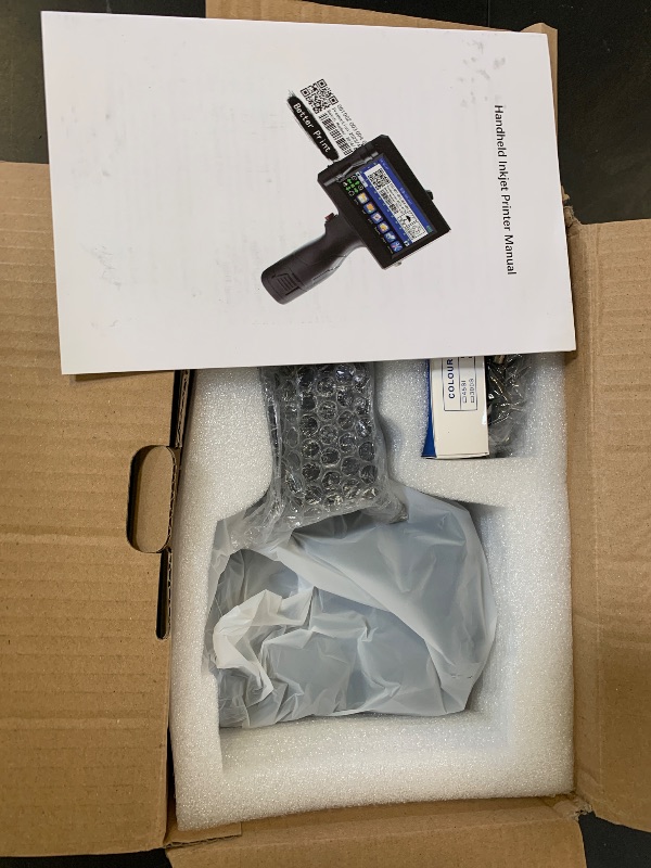 Photo 1 of EUPLONG Handheld Inkjet Printer with 0.5 Inch Nozzle&4.3" Touch Screen-Portable Handheld Printer for Text/QR Code/Date/Barcode on Metal,Wood,Glass,Plastic (42ml Quick-Dry Ink,USB Rechargeable)