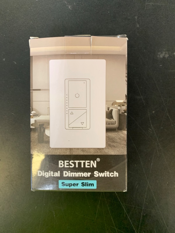 Photo 1 of BESTTEN Super Slim Digital Led Dimmer Switch with Air Gap Power Cut Off Switch, 3 Button Control, Single Pole or 3 Way Dimmable Dimmer, Screwless Wallplate Included, ETL Listed, White
