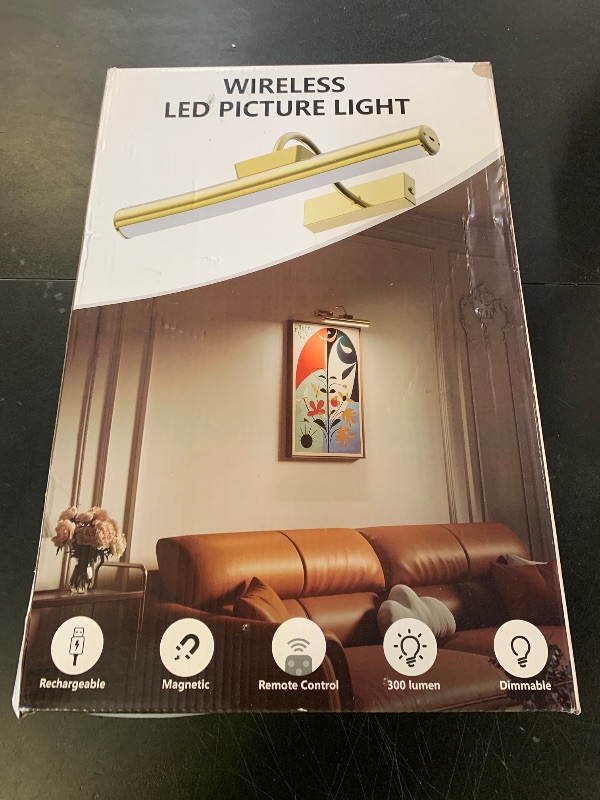 Photo 1 of Picture Light Battery Operated, 13in Wireless Art Light for Paintings, Dimmable 5000mAh Recharging Battery Picture Light with Remote Control for Wall, Gallery Dartboard (Orange Copper -2Pack)