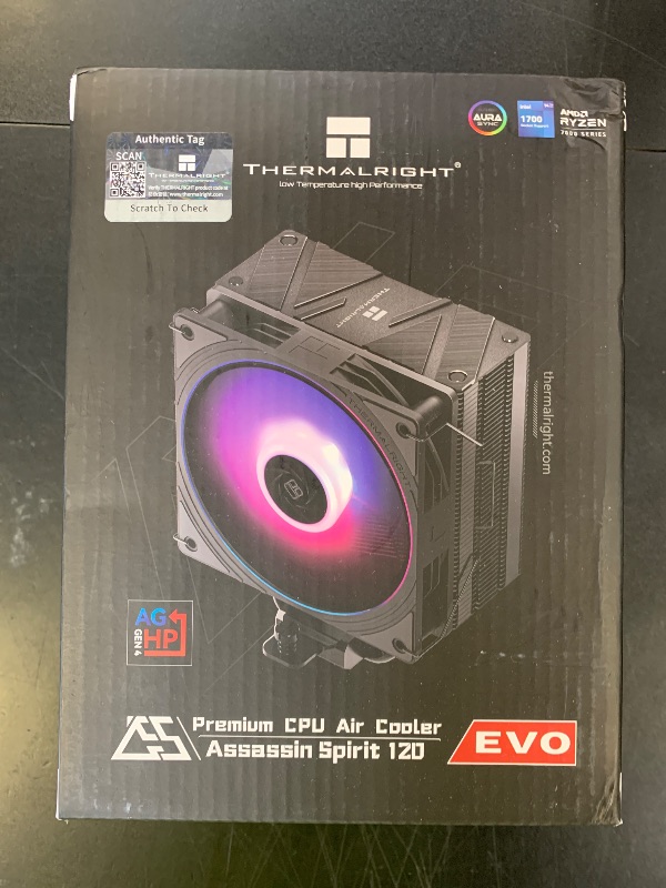 Photo 1 of Thermalright Assassin Spirit 120 EVO Black CPU Cooler, 120mm PWM Quiet ARGB Fan, AGHP 4th Technology, Supports Intel LGA1700/1150/1151/1200, AMD AM4 AM5, Computer Cooler