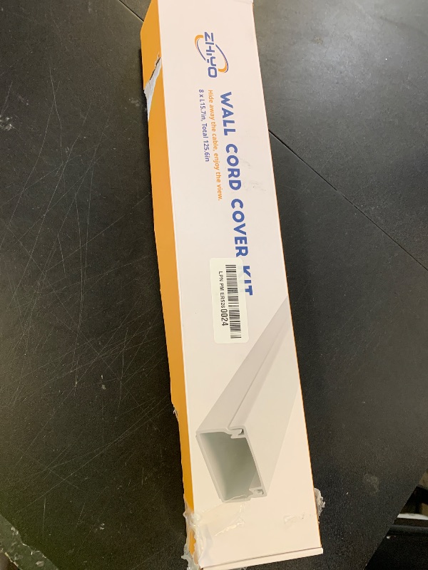 Photo 1 of 126in Cord Hider Kit, Wire Covers for TV on Wall, Paintable Cable Management Kit, Cable Cover for Mounted TV, Hide Wires Along Wall, Grey Cord Cover, 8xL15.7in W0.95in H0.55in