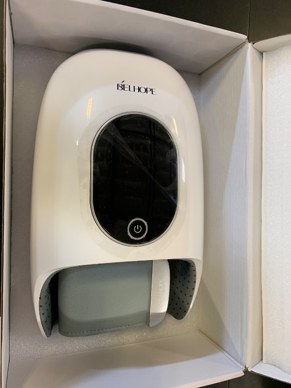 Photo 1 of Hand Massager with 9 Modes and 4 Heating Options for Hot and Cold Therapy Hand and Wrist Massager for Arthritis and Carpal Tunnel Relief, Hand Massager with Heat and Compression, White