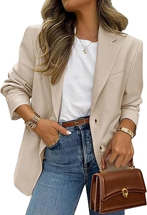 Photo 1 of PRETTYGARDEN 2025 Blazers for Women Business Casual Long Sleeve Lapel Open Front Suit Jacket Work Blazer with Pockets