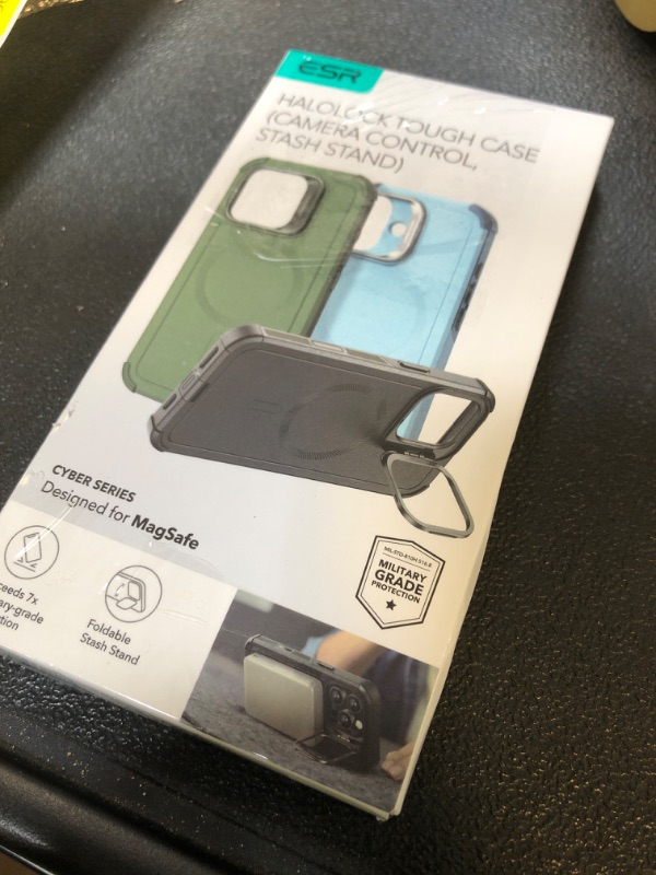 Photo 1 of ESR for iPhone 16 Pro Max Case with Stash Stand, Camera Control, 23FT Military-Grade Shock-Absorbing Drop Protection, Compatible with MagSafe Accessories, Magnetic Cyber Series, Navy Blue