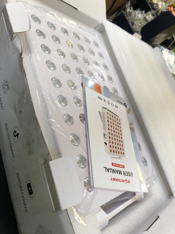 Photo 1 of BONTANNY Red Light Therapy, 630/660/810/830/850nm 5 Wavelengths Red Near Infrared Light Device with 60 Dual Chip Clinical Grade LEDs, Remote Control, Timer for Face, Body, Pain Relief, BO-300 (White)