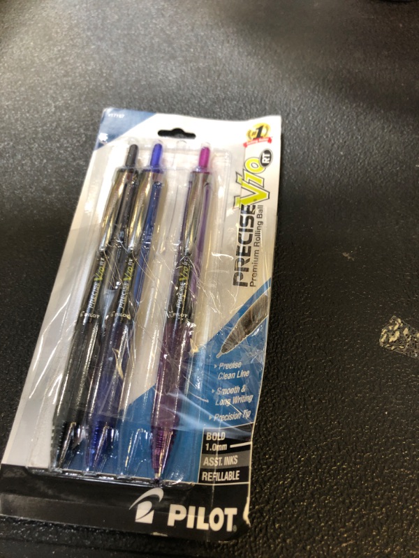 Photo 1 of Pilot Precise V10 Retractable Rolling Ball Pens, Bold Point, 1.0 mm, Assorted, Pack Of 4 Pens