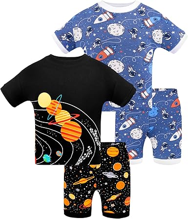 Photo 1 of 
Visit the DAUGHTER QUEEN Store
DAUGHTER QUEEN Boys Summer Pajamas Set 4 Pieces 100% Cotton Sleepwear Size 18 Months-12 Years