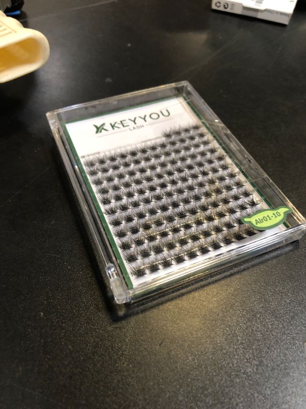 Photo 1 of KEYYOU Lash Clusters 144pcs Individual D Curl 10mm Air Touch Cluster Lashes Super Lightweight Soft Wispy Comfortable Easy DIY at Home