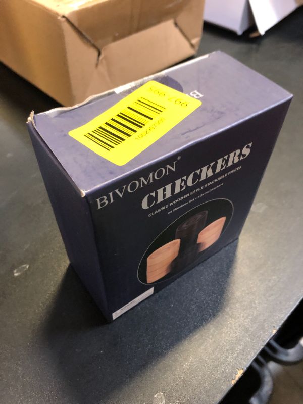 Photo 1 of BIVOMON Classic Wooden Checkers Stackable Pieces, Backgammon Pieces, Set of 30 Checkers Pieces, 5 Dice, 2 Drawstring Storage Bags, Checkers (1.2 W X 0.4 H) Inches, Brown+Wood